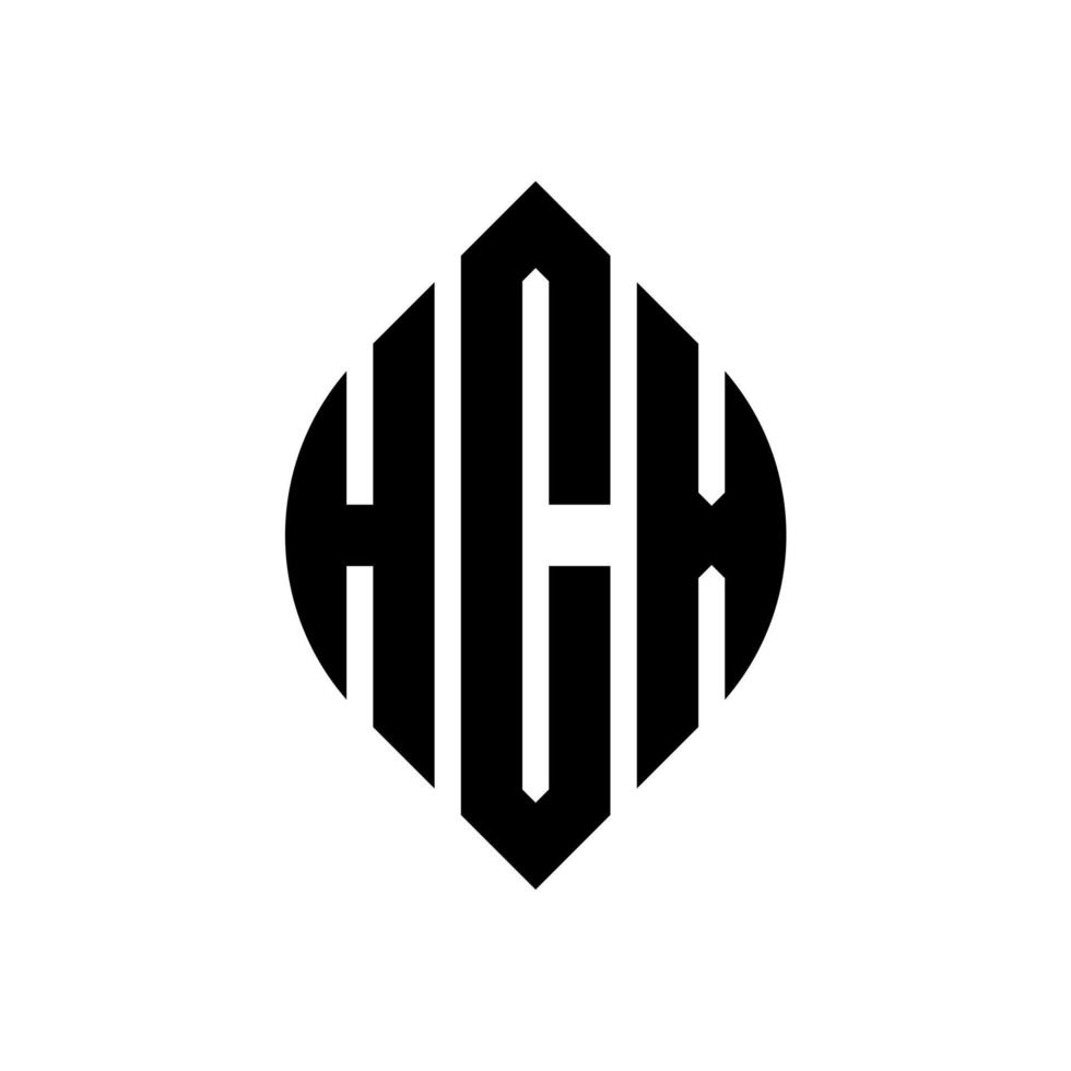 hcx-Kreisbuchstaben-Logo-Design mit Kreis- und Ellipsenform. hcx-Ellipsenbuchstaben mit typografischem Stil. Die drei Initialen bilden ein Kreislogo. hcx Kreisemblem abstrakter Monogramm-Buchstabenmarkierungsvektor. vektor