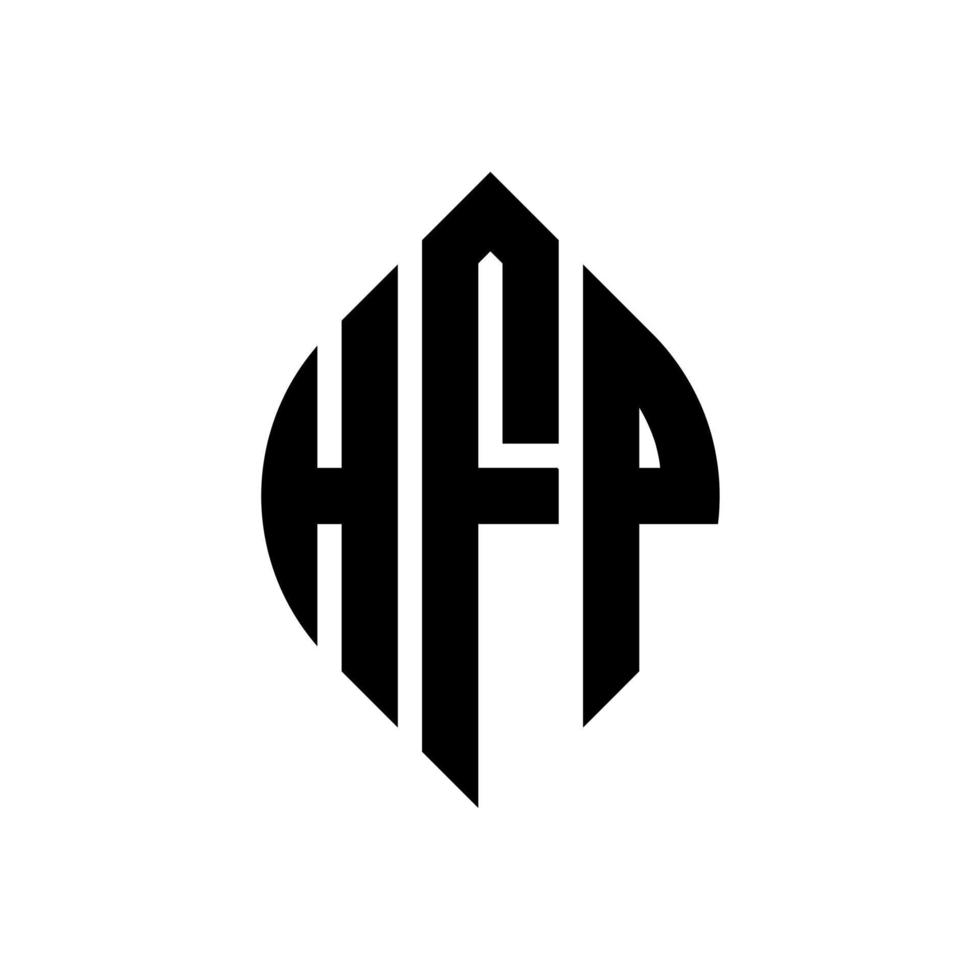 hfp-Kreisbuchstaben-Logo-Design mit Kreis- und Ellipsenform. hfp-Ellipsenbuchstaben mit typografischem Stil. Die drei Initialen bilden ein Kreislogo. hfp-Kreis-Emblem abstrakter Monogramm-Buchstaben-Markenvektor. vektor