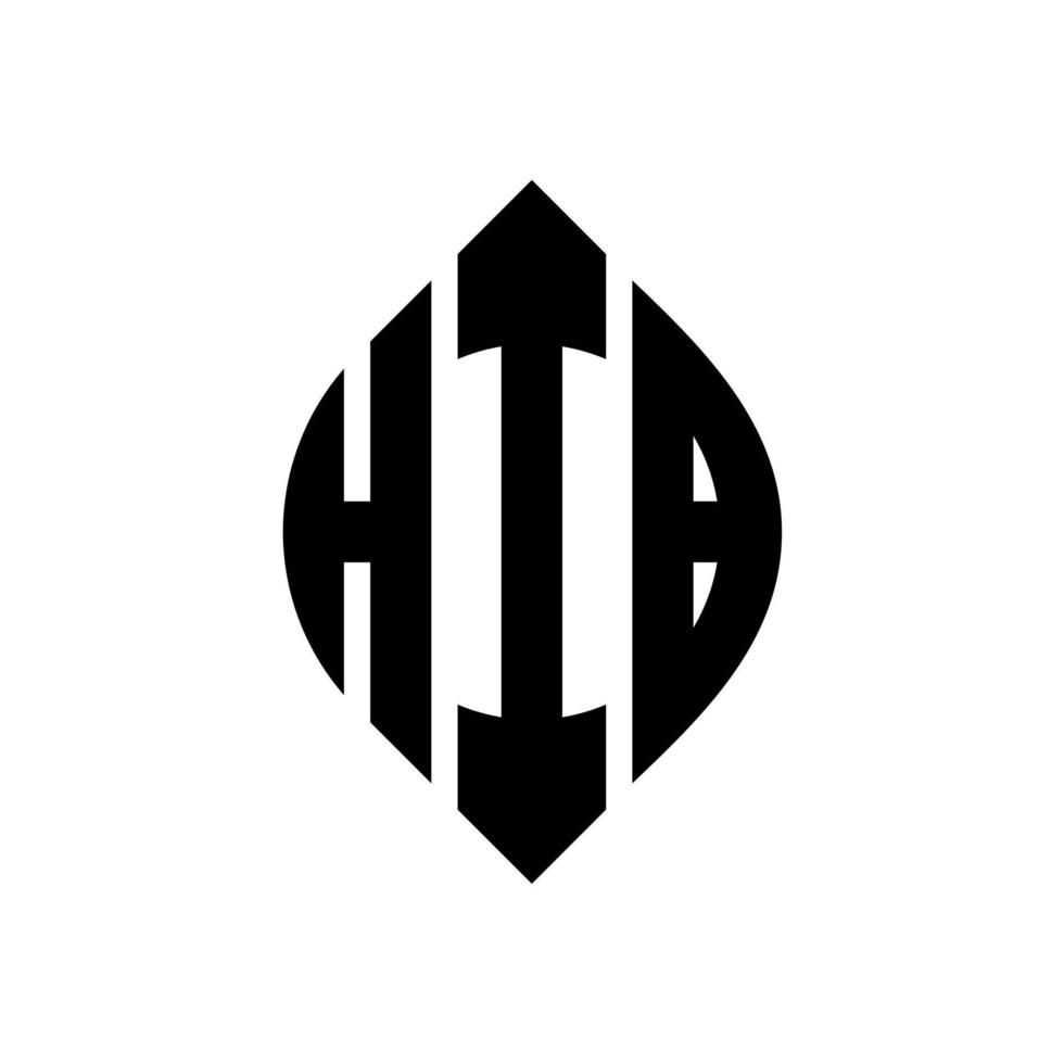 hib cirkelbokstavslogotyp med cirkel och ellipsform. hib ellips bokstäver med typografisk stil. de tre initialerna bildar en cirkellogotyp. hib cirkel emblem abstrakt monogram brev märke vektor. vektor