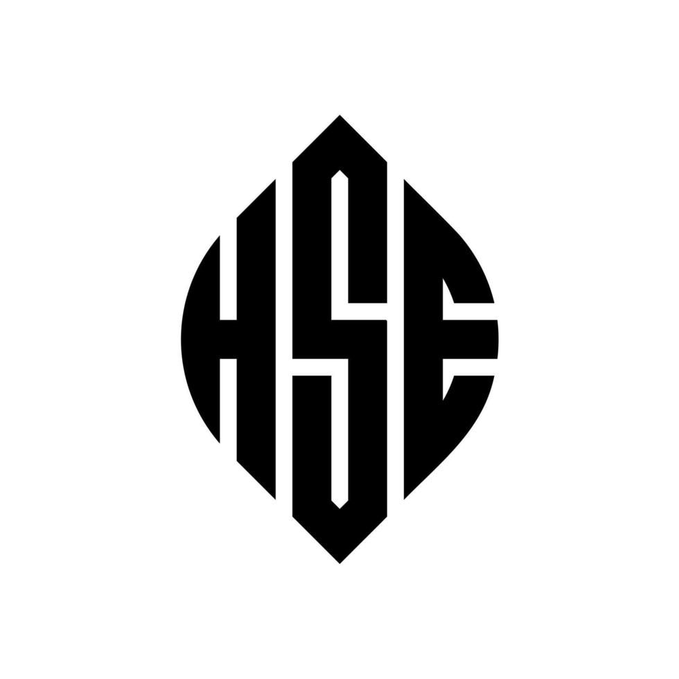 hse-Kreis-Buchstaben-Logo-Design mit Kreis- und Ellipsenform. Diese Ellipsenbuchstaben mit typografischem Stil. Die drei Initialen bilden ein Kreislogo. hse Kreisemblem abstrakter Monogramm-Buchstabenmarkierungsvektor. vektor