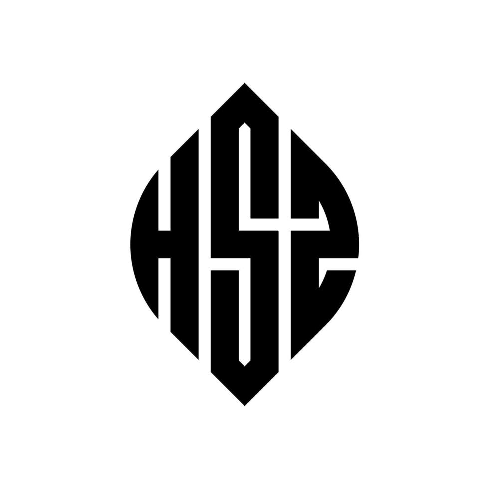 hsz-Kreisbuchstaben-Logo-Design mit Kreis- und Ellipsenform. hsz-Ellipsenbuchstaben mit typografischem Stil. Die drei Initialen bilden ein Kreislogo. hsz-Kreis-Emblem abstrakter Monogramm-Buchstaben-Markierungsvektor. vektor