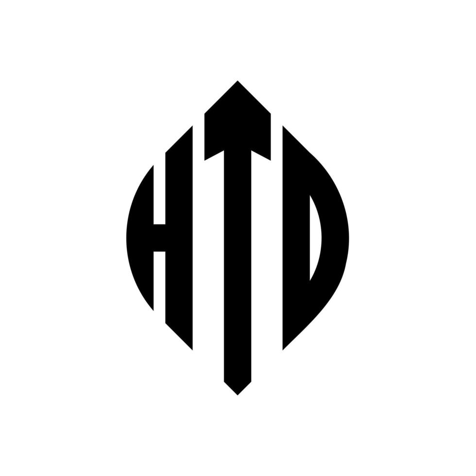 htd-Kreisbuchstaben-Logo-Design mit Kreis- und Ellipsenform. htd Ellipsenbuchstaben mit typografischem Stil. Die drei Initialen bilden ein Kreislogo. htd-Kreis-Emblem abstrakter Monogramm-Buchstaben-Markierungsvektor. vektor