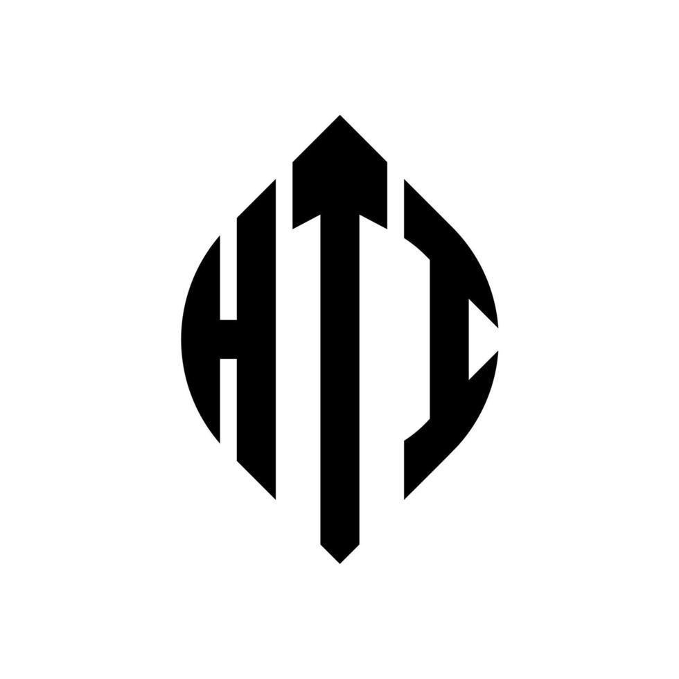 hti-Kreisbuchstaben-Logo-Design mit Kreis- und Ellipsenform. hti Ellipsenbuchstaben mit typografischem Stil. Die drei Initialen bilden ein Kreislogo. hti-Kreis-Emblem abstrakter Monogramm-Buchstaben-Markenvektor. vektor