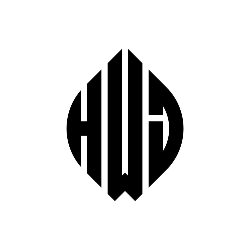 hwj-Kreisbuchstaben-Logo-Design mit Kreis- und Ellipsenform. hwj Ellipsenbuchstaben mit typografischem Stil. Die drei Initialen bilden ein Kreislogo. hwj Kreisemblem abstrakter Monogramm-Buchstabenmarkierungsvektor. vektor