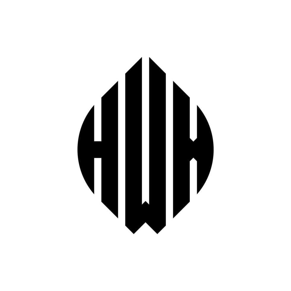 Hwx-Kreisbuchstaben-Logo-Design mit Kreis- und Ellipsenform. hwx Ellipsenbuchstaben mit typografischem Stil. Die drei Initialen bilden ein Kreislogo. hwx Kreisemblem abstrakter Monogramm-Buchstabenmarkierungsvektor. vektor