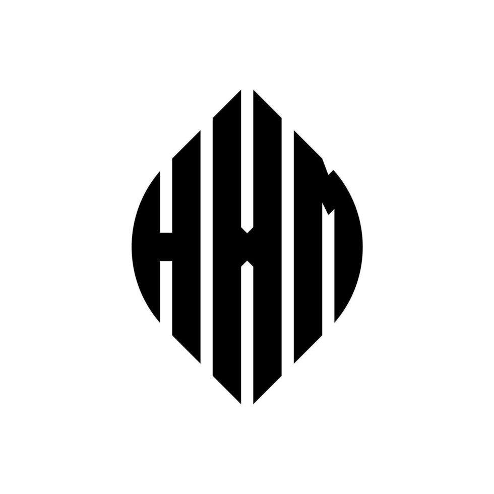 hxm cirkelbokstavslogotypdesign med cirkel- och ellipsform. hxm ellipsbokstäver med typografisk stil. de tre initialerna bildar en cirkellogotyp. hxm cirkel emblem abstrakt monogram brev märke vektor. vektor