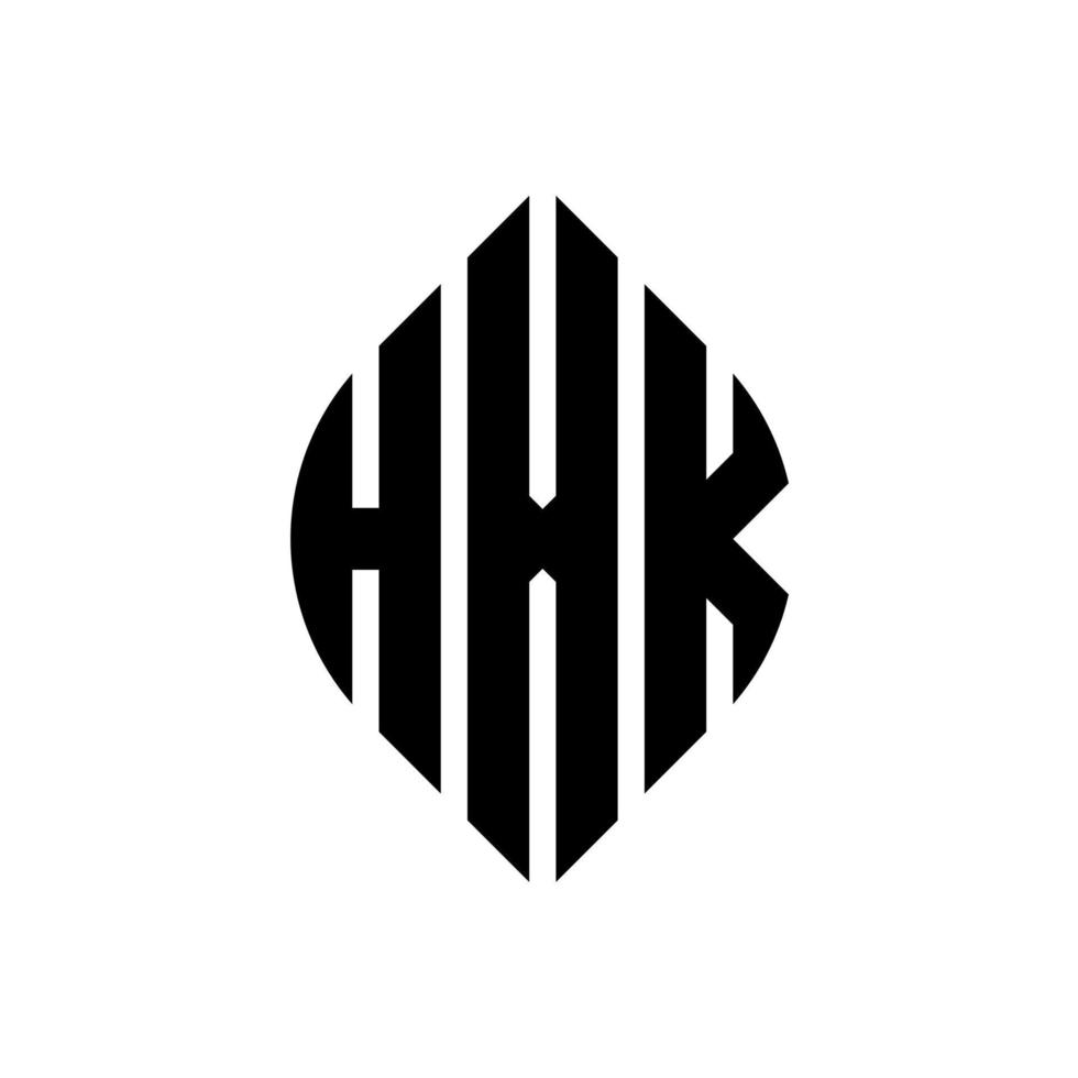 hxk cirkelbokstavslogotypdesign med cirkel- och ellipsform. hxk ellipsbokstäver med typografisk stil. de tre initialerna bildar en cirkellogotyp. hxk cirkel emblem abstrakt monogram bokstav märke vektor. vektor