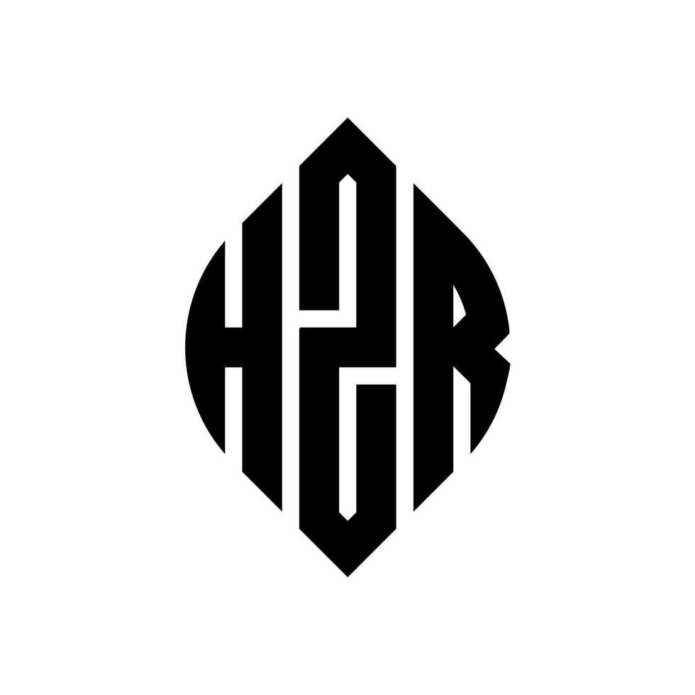 hzr-Kreisbuchstaben-Logo-Design mit Kreis- und Ellipsenform. hzr ellipsenbuchstaben mit typografischem stil. Die drei Initialen bilden ein Kreislogo. hzr-Kreis-Emblem abstrakter Monogramm-Buchstaben-Markierungsvektor. vektor