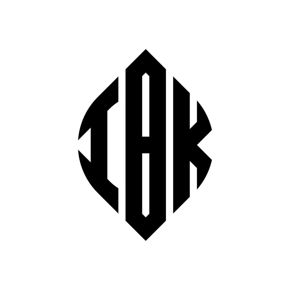 ibk-Kreisbuchstaben-Logo-Design mit Kreis- und Ellipsenform. ibk ellipsenbuchstaben mit typografischem stil. Die drei Initialen bilden ein Kreislogo. ibk-Kreis-Emblem abstrakter Monogramm-Buchstaben-Markierungsvektor. vektor