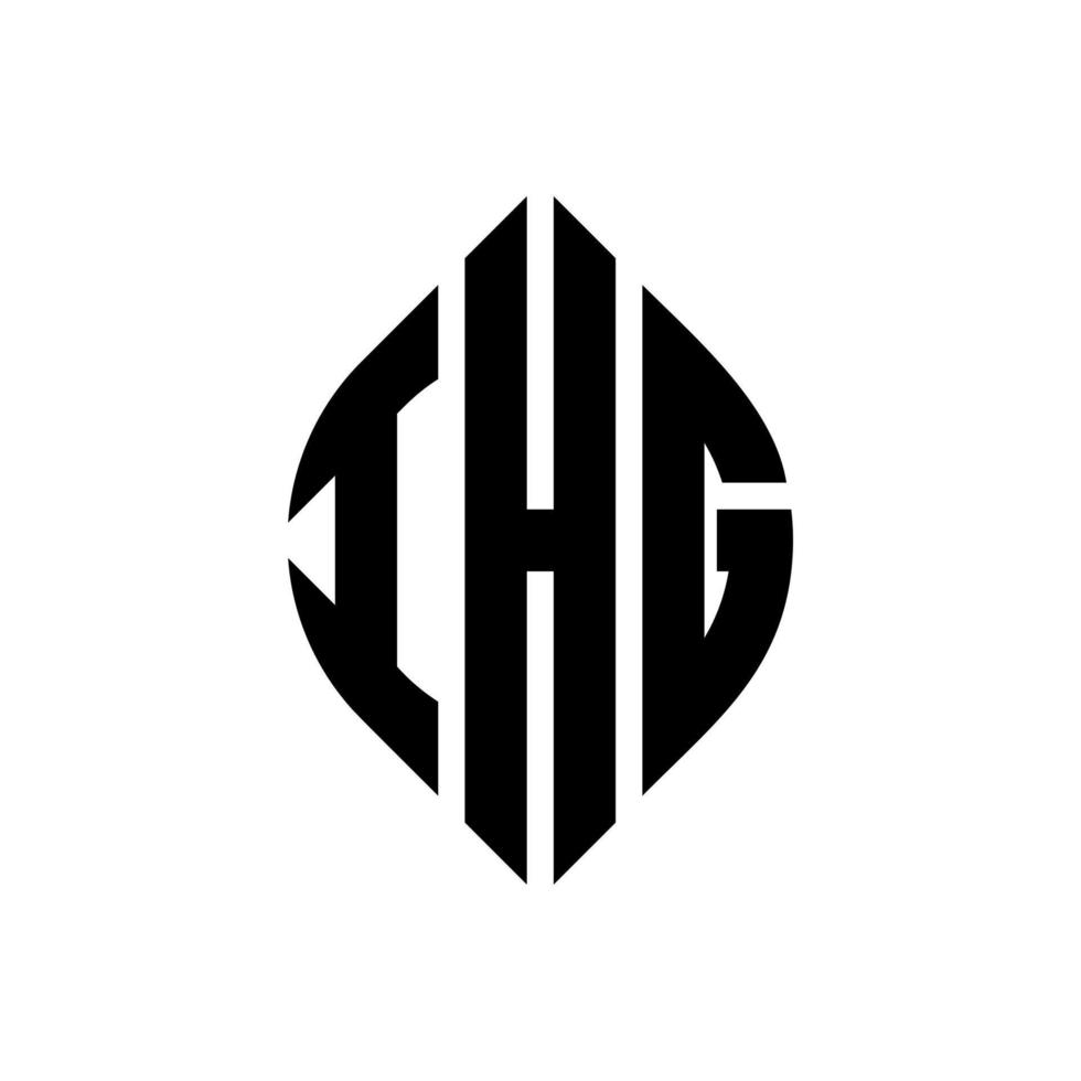 ihg-Kreisbuchstaben-Logo-Design mit Kreis- und Ellipsenform. ihg-ellipsenbuchstaben mit typografischem stil. Die drei Initialen bilden ein Kreislogo. ihg-Kreis-Emblem abstrakter Monogramm-Buchstaben-Markierungsvektor. vektor