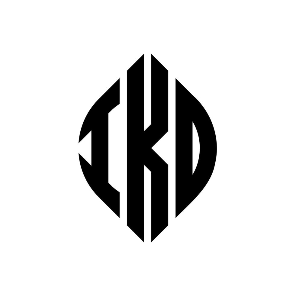 ikd-Kreisbuchstaben-Logo-Design mit Kreis- und Ellipsenform. ikd Ellipsenbuchstaben mit typografischem Stil. Die drei Initialen bilden ein Kreislogo. ikd-Kreisemblem abstrakter Monogramm-Buchstabenmarkierungsvektor. vektor