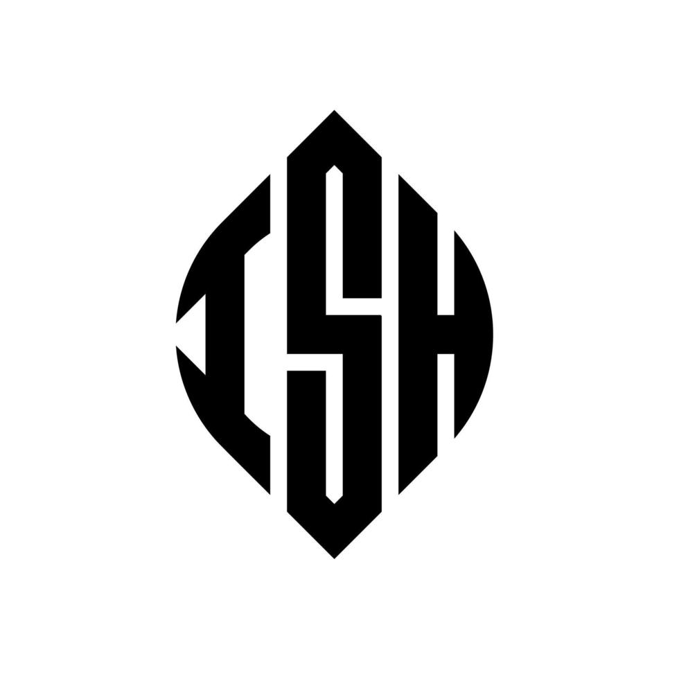 ish cirkelbokstavslogotypdesign med cirkel- och ellipsform. ish ellips bokstäver med typografisk stil. de tre initialerna bildar en cirkellogotyp. ish cirkel emblem abstrakt monogram brev märke vektor. vektor