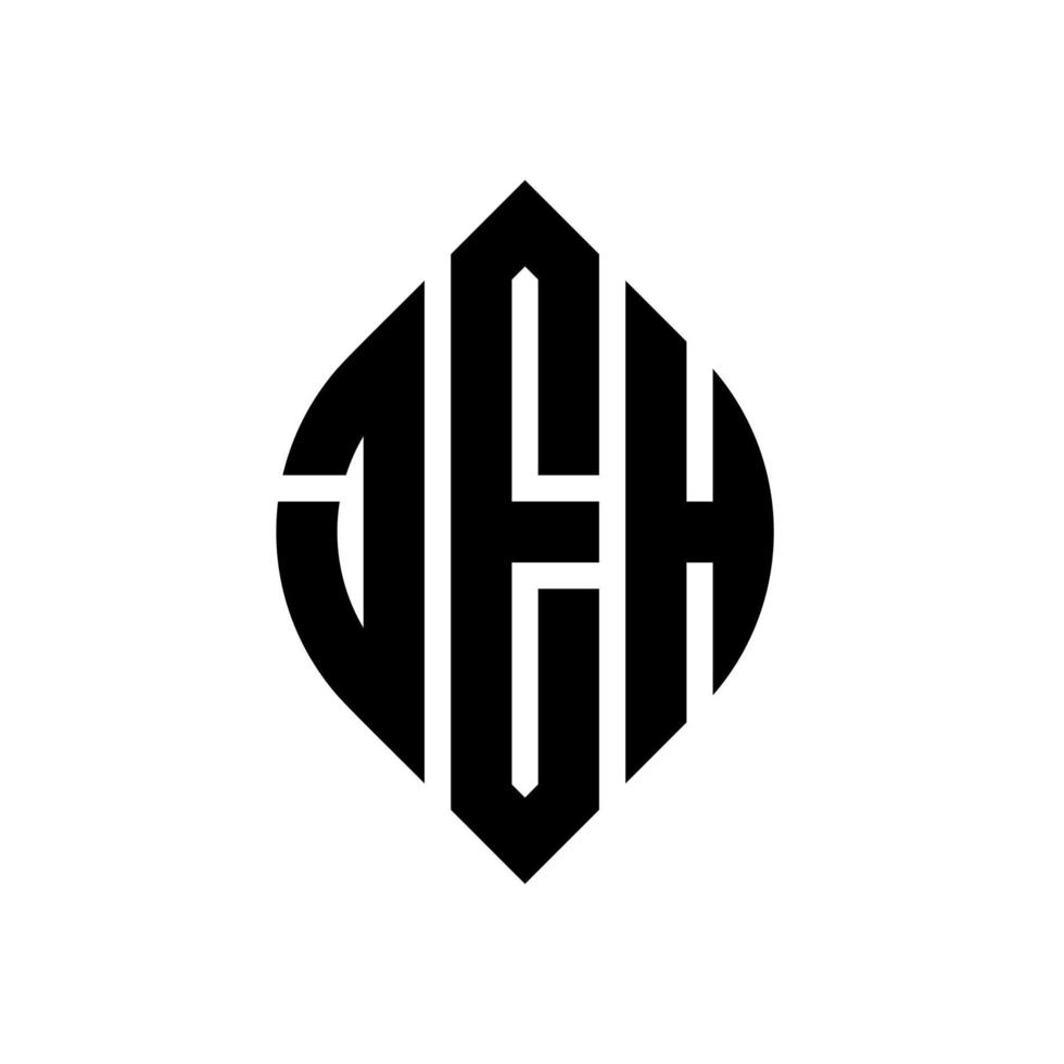 Jeh Circle Letter Logo Design mit Kreis- und Ellipsenform. Jeh Ellipsenbuchstaben mit typografischem Stil. Die drei Initialen bilden ein Kreislogo. JE Kreisemblem abstrakter Monogramm-Buchstabenmarkierungsvektor. vektor