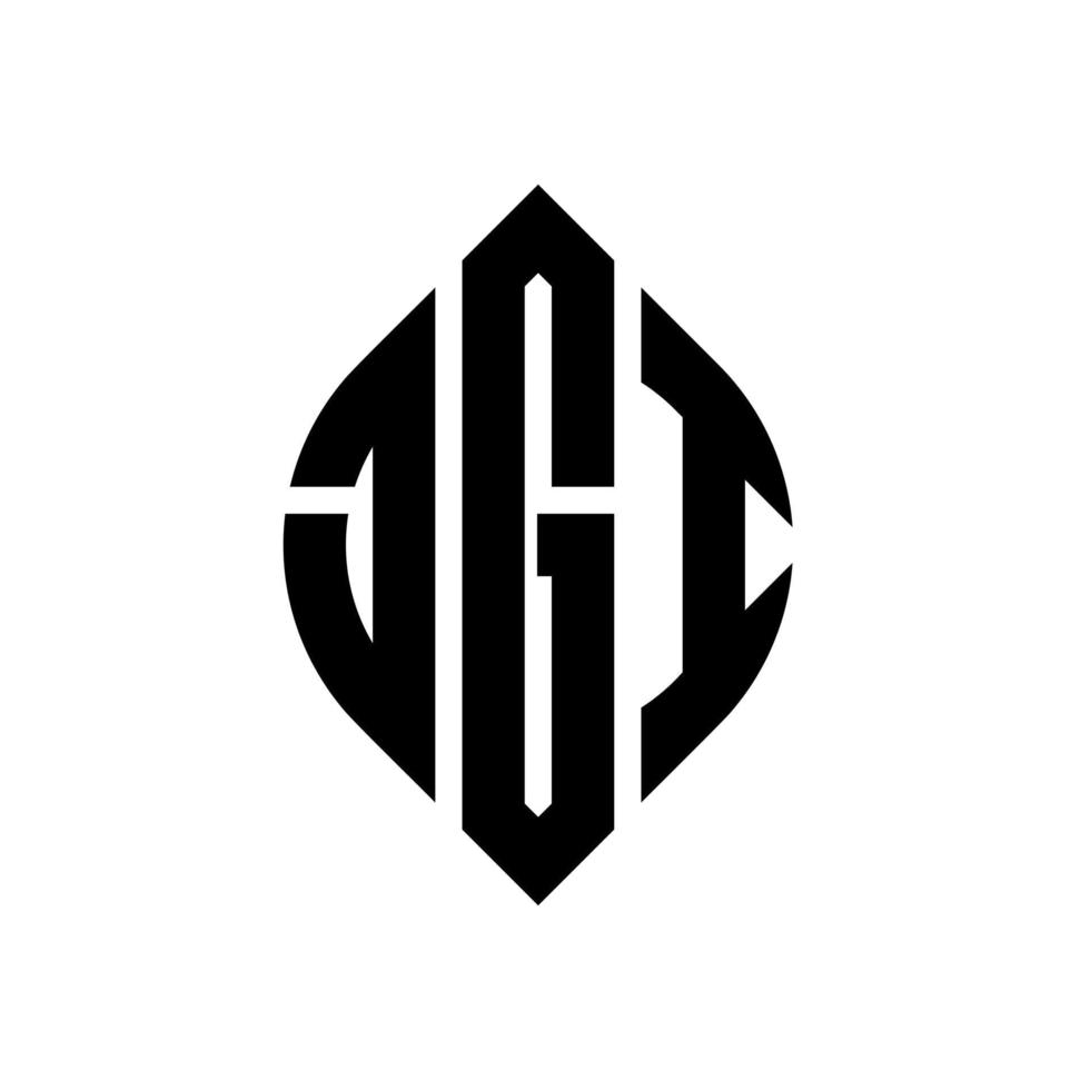 JGI-Kreisbuchstaben-Logo-Design mit Kreis- und Ellipsenform. jgi Ellipsenbuchstaben mit typografischem Stil. Die drei Initialen bilden ein Kreislogo. JGI-Kreis-Emblem abstrakter Monogramm-Buchstaben-Markenvektor. vektor