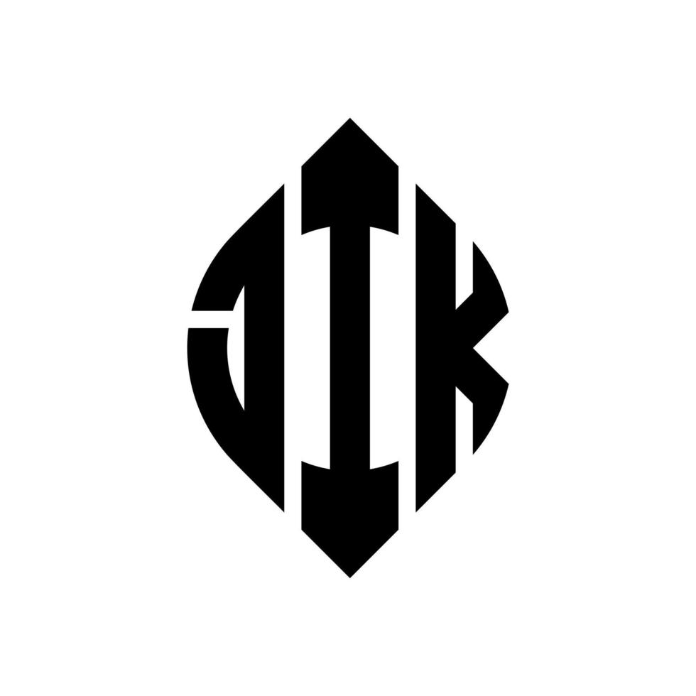 jik cirkel bokstavslogotyp design med cirkel och ellipsform. jik ellips bokstäver med typografisk stil. de tre initialerna bildar en cirkellogotyp. jik cirkel emblem abstrakt monogram brev märke vektor. vektor