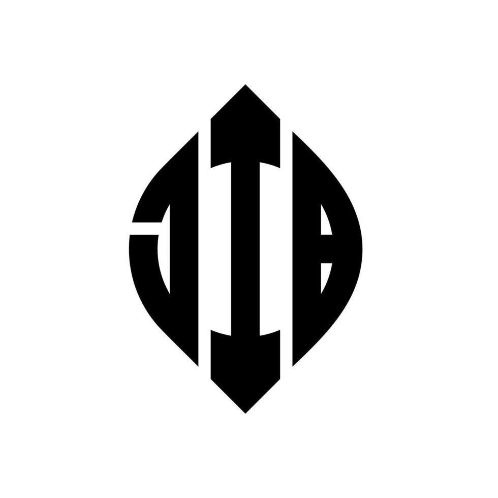 Jib-Kreis-Buchstaben-Logo-Design mit Kreis- und Ellipsenform. Klüver-Ellipsenbuchstaben mit typografischem Stil. Die drei Initialen bilden ein Kreislogo. Jib-Kreis-Emblem abstrakter Monogramm-Buchstaben-Markierungsvektor. vektor
