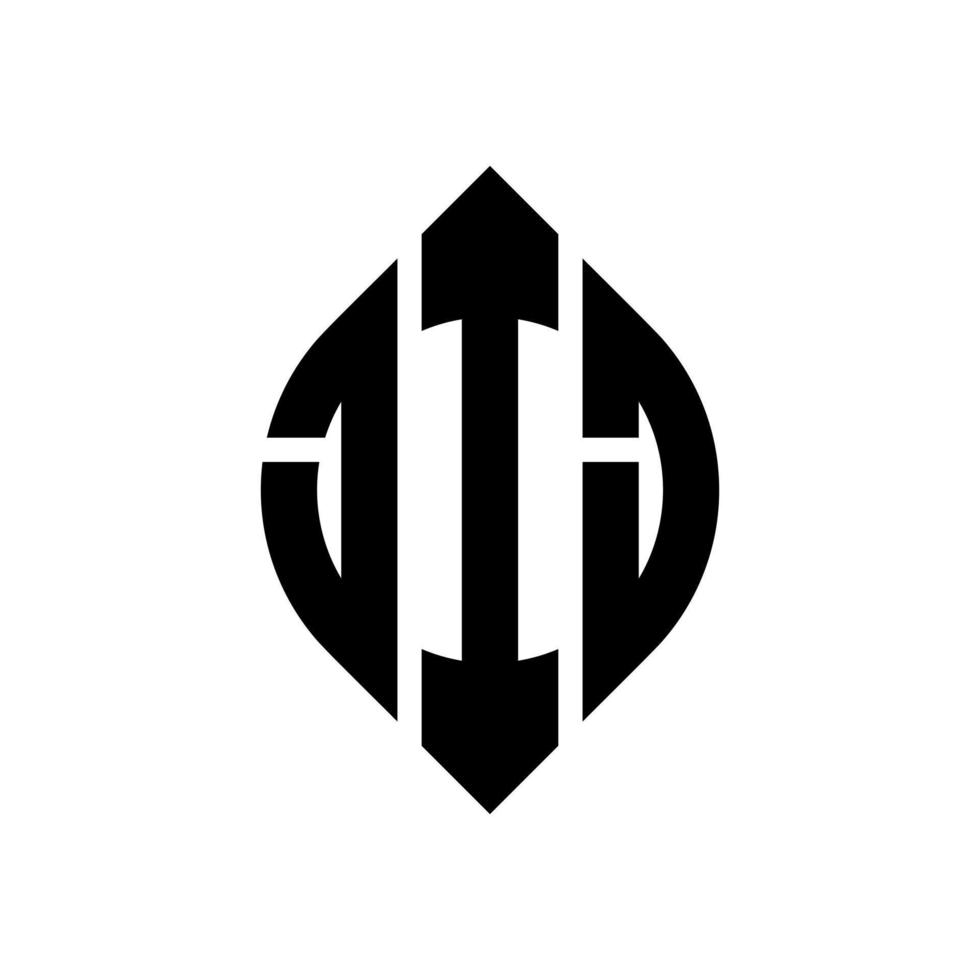 JJ-Kreisbuchstabe-Logo-Design mit Kreis- und Ellipsenform. jij ellipsenbuchstaben mit typografischem stil. Die drei Initialen bilden ein Kreislogo. Jij-Kreis-Emblem abstrakter Monogramm-Buchstaben-Markierungsvektor. vektor