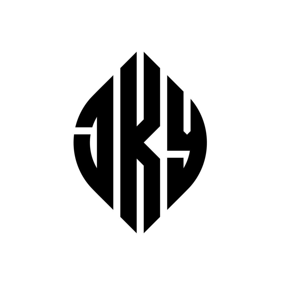 jky cirkelbokstavslogotypdesign med cirkel- och ellipsform. jky ellipsbokstäver med typografisk stil. de tre initialerna bildar en cirkellogotyp. jky cirkel emblem abstrakt monogram bokstav märke vektor. vektor