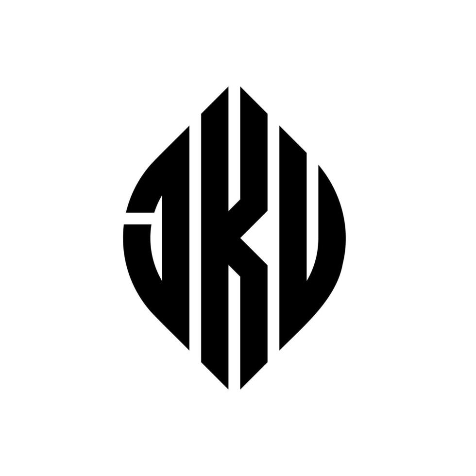 Jku-Kreisbuchstaben-Logo-Design mit Kreis- und Ellipsenform. jku Ellipsenbuchstaben mit typografischem Stil. Die drei Initialen bilden ein Kreislogo. Jku-Kreis-Emblem abstrakter Monogramm-Buchstaben-Markenvektor. vektor