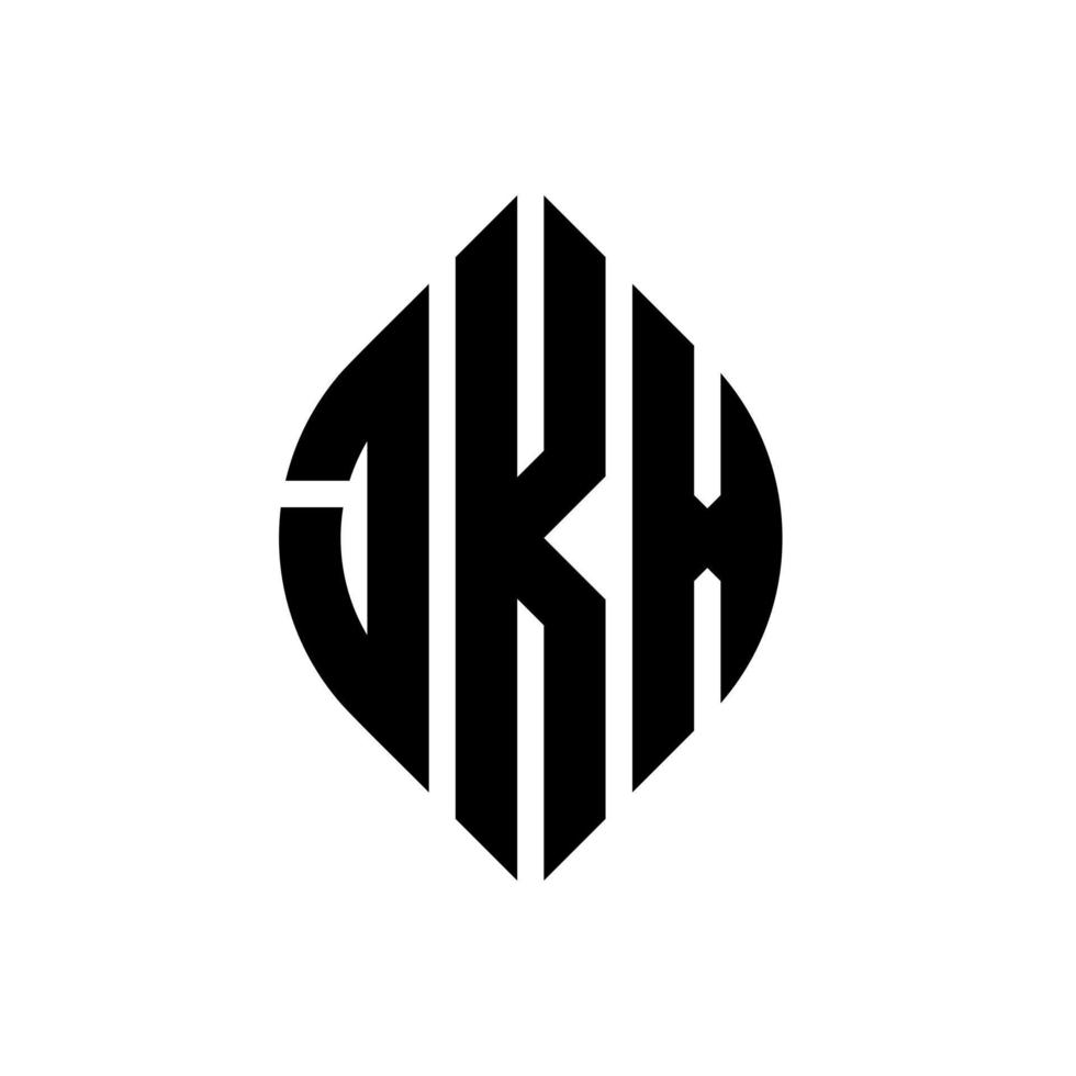 jkx-Kreisbuchstaben-Logo-Design mit Kreis- und Ellipsenform. jkx Ellipsenbuchstaben mit typografischem Stil. Die drei Initialen bilden ein Kreislogo. jkx Kreisemblem abstrakter Monogramm-Buchstabenmarkierungsvektor. vektor