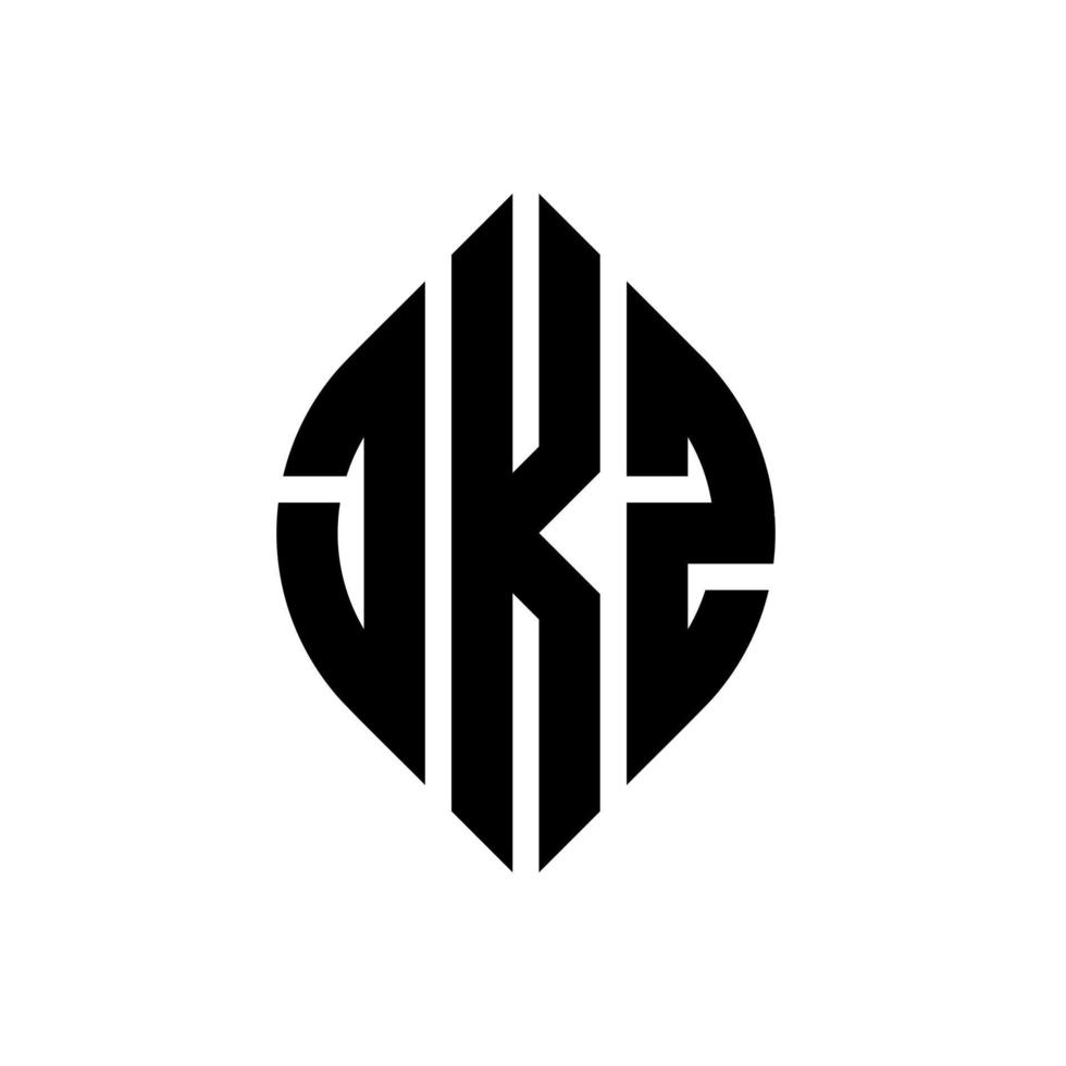 jkz-Kreisbuchstaben-Logo-Design mit Kreis- und Ellipsenform. jkz Ellipsenbuchstaben mit typografischem Stil. Die drei Initialen bilden ein Kreislogo. jkz Kreisemblem abstrakter Monogramm-Buchstabenmarkierungsvektor. vektor