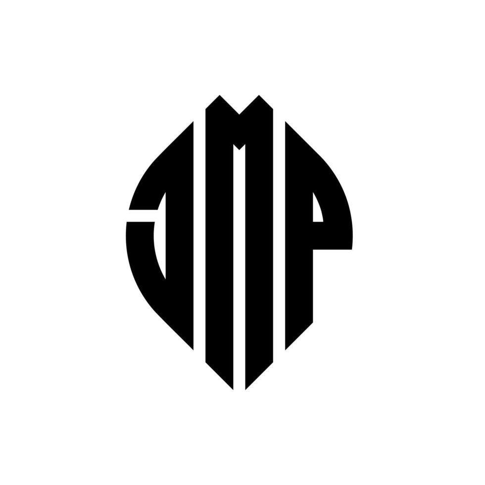 JMP-Kreisbuchstaben-Logo-Design mit Kreis- und Ellipsenform. jmp Ellipsenbuchstaben mit typografischem Stil. Die drei Initialen bilden ein Kreislogo. JMP-Kreis-Emblem abstrakter Monogramm-Buchstaben-Markierungsvektor. vektor