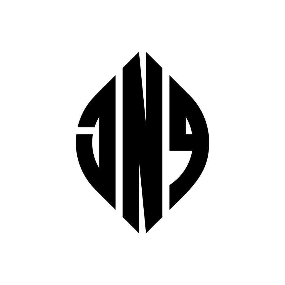 jnq-Kreisbuchstabe-Logo-Design mit Kreis- und Ellipsenform. jnq Ellipsenbuchstaben mit typografischem Stil. Die drei Initialen bilden ein Kreislogo. jnq Kreisemblem abstrakter Monogramm-Buchstabenmarkierungsvektor. vektor