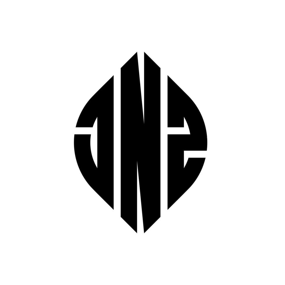 JNZ-Kreisbuchstaben-Logo-Design mit Kreis- und Ellipsenform. jnz Ellipsenbuchstaben mit typografischem Stil. Die drei Initialen bilden ein Kreislogo. jnz Kreisemblem abstrakter Monogramm-Buchstabenmarkierungsvektor. vektor