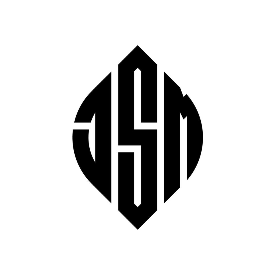 jsm-Kreisbuchstaben-Logo-Design mit Kreis- und Ellipsenform. jsm Ellipsenbuchstaben mit typografischem Stil. Die drei Initialen bilden ein Kreislogo. jsm Kreisemblem abstrakter Monogramm-Buchstabenmarkierungsvektor. vektor