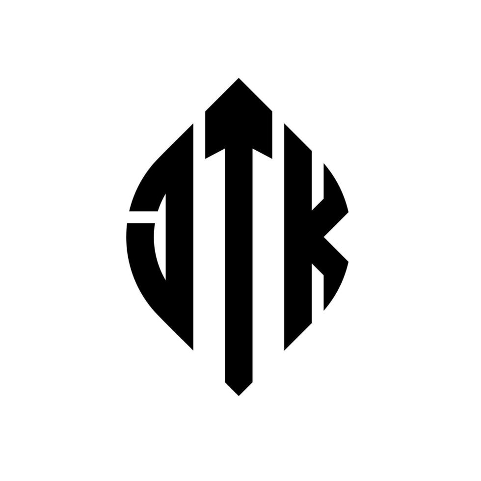 jtk-Kreisbuchstaben-Logo-Design mit Kreis- und Ellipsenform. jtk Ellipsenbuchstaben mit typografischem Stil. Die drei Initialen bilden ein Kreislogo. jtk-Kreis-Emblem abstrakter Monogramm-Buchstaben-Markierungsvektor. vektor