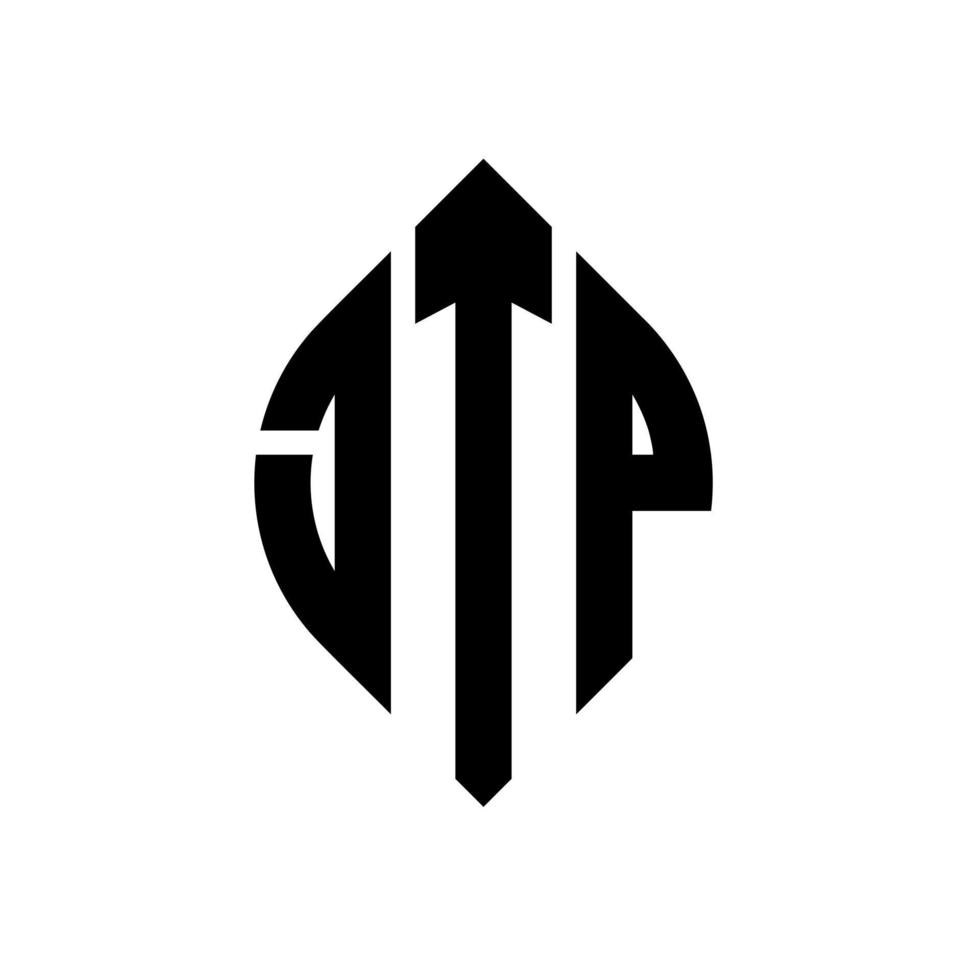 jtp-Kreisbuchstaben-Logo-Design mit Kreis- und Ellipsenform. JTP-Ellipsenbuchstaben mit typografischem Stil. Die drei Initialen bilden ein Kreislogo. jtp-Kreis-Emblem abstrakter Monogramm-Buchstaben-Markierungsvektor. vektor