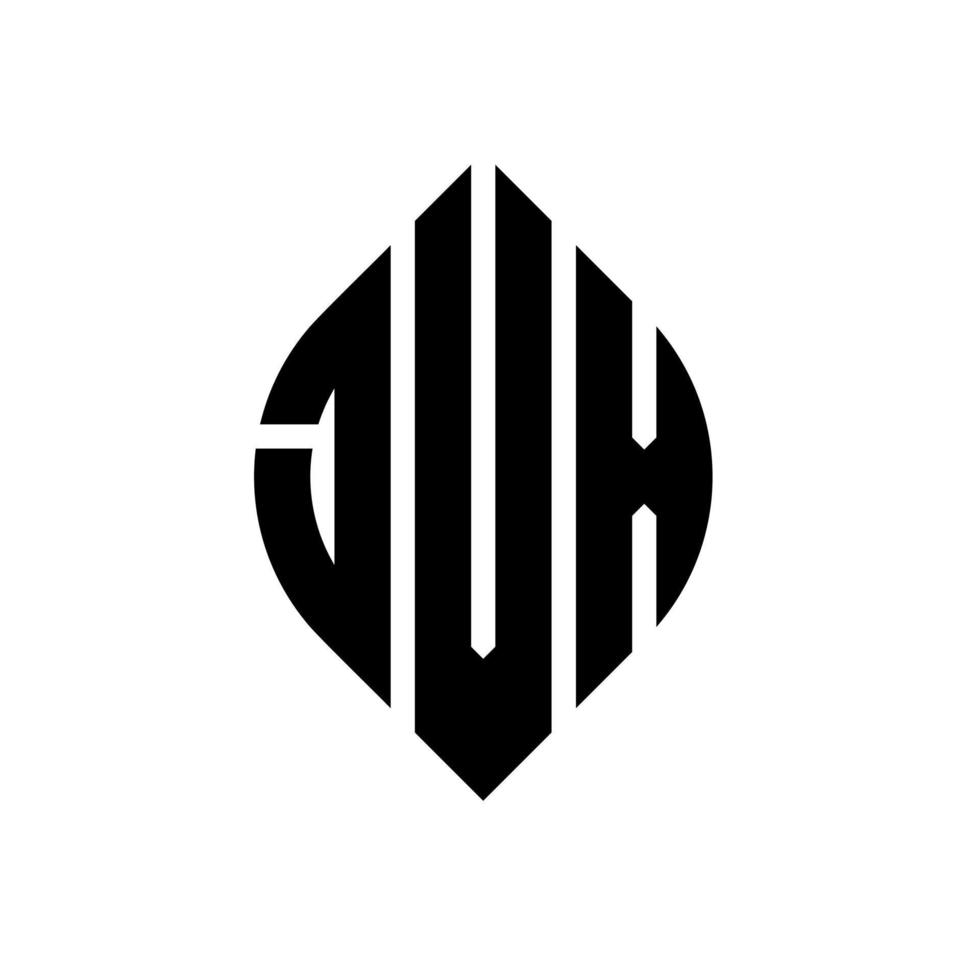 Jvx-Kreisbuchstaben-Logo-Design mit Kreis- und Ellipsenform. jvx Ellipsenbuchstaben mit typografischem Stil. Die drei Initialen bilden ein Kreislogo. jvx Kreisemblem abstrakter Monogramm-Buchstabenmarkierungsvektor. vektor