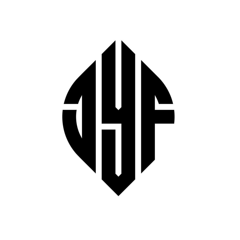 jyf cirkelbokstavslogotypdesign med cirkel- och ellipsform. jyf ellipsbokstäver med typografisk stil. de tre initialerna bildar en cirkellogotyp. jyf cirkel emblem abstrakt monogram bokstav märke vektor. vektor