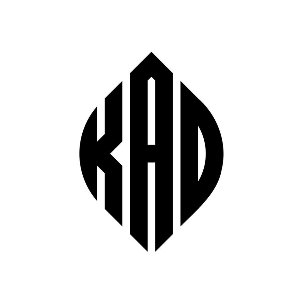 kad-Kreis-Buchstaben-Logo-Design mit Kreis- und Ellipsenform. kad ellipsenbuchstaben mit typografischem stil. Die drei Initialen bilden ein Kreislogo. Kad-Kreis-Emblem abstrakter Monogramm-Buchstaben-Markierungsvektor. vektor