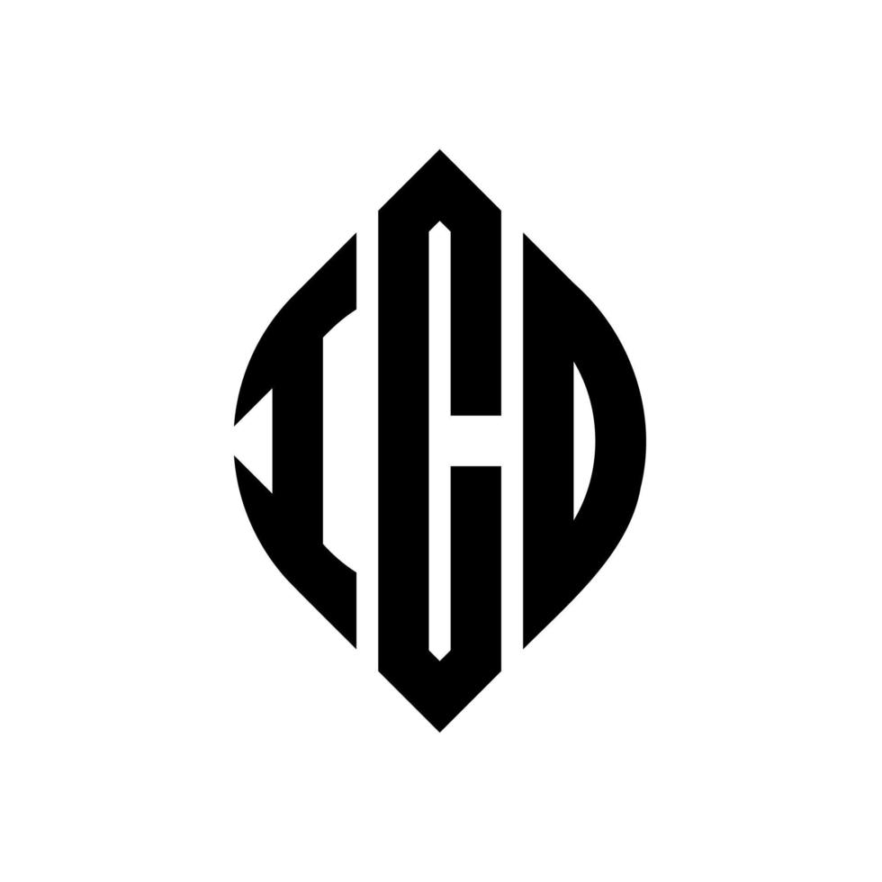 ICD-Kreisbuchstaben-Logo-Design mit Kreis- und Ellipsenform. icd ellipsenbuchstaben mit typografischem stil. Die drei Initialen bilden ein Kreislogo. ICD-Kreisemblem abstrakter Monogramm-Buchstabenmarkierungsvektor. vektor