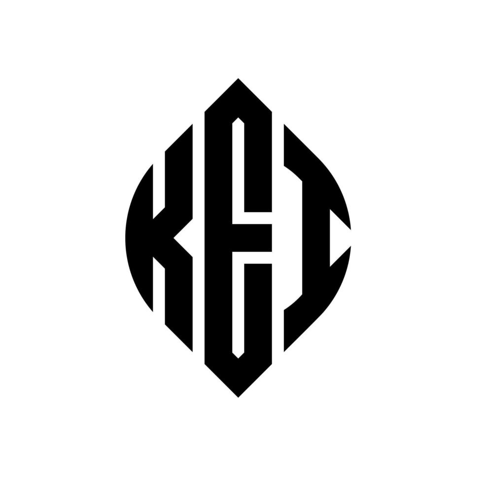 Kei-Kreis-Buchstaben-Logo-Design mit Kreis- und Ellipsenform. Kei-Ellipsenbuchstaben mit typografischem Stil. Die drei Initialen bilden ein Kreislogo. Kei-Kreis-Emblem abstrakter Monogramm-Buchstaben-Markierungsvektor. vektor