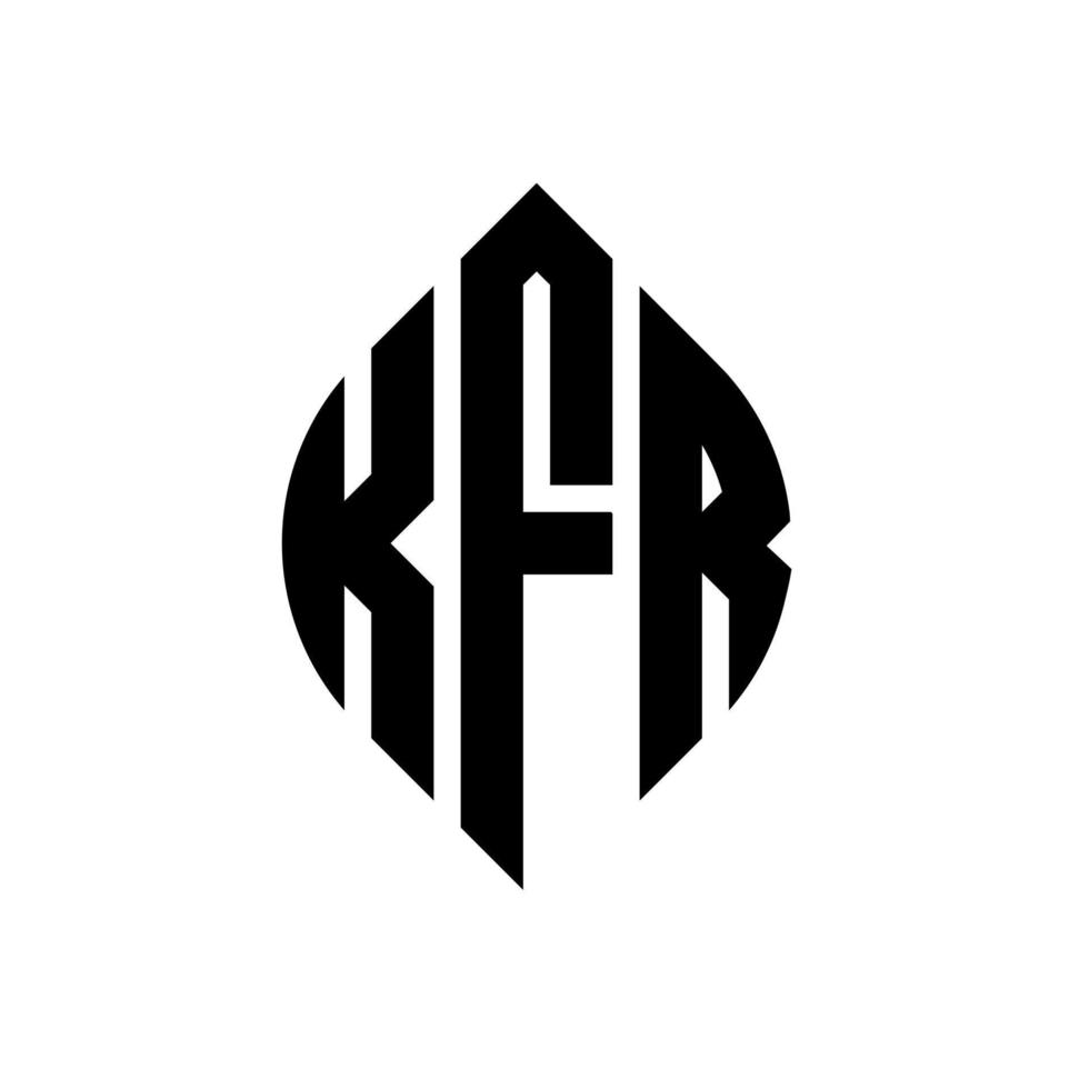 kfr-Kreisbuchstaben-Logo-Design mit Kreis- und Ellipsenform. kfr ellipsenbuchstaben mit typografischem stil. Die drei Initialen bilden ein Kreislogo. kfr-Kreis-Emblem abstrakter Monogramm-Buchstaben-Markenvektor. vektor
