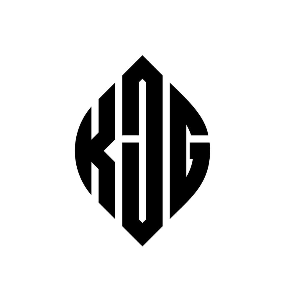 kjg-Kreisbuchstaben-Logo-Design mit Kreis- und Ellipsenform. kjg Ellipsenbuchstaben mit typografischem Stil. Die drei Initialen bilden ein Kreislogo. kjg-Kreis-Emblem abstrakter Monogramm-Buchstaben-Markierungsvektor. vektor