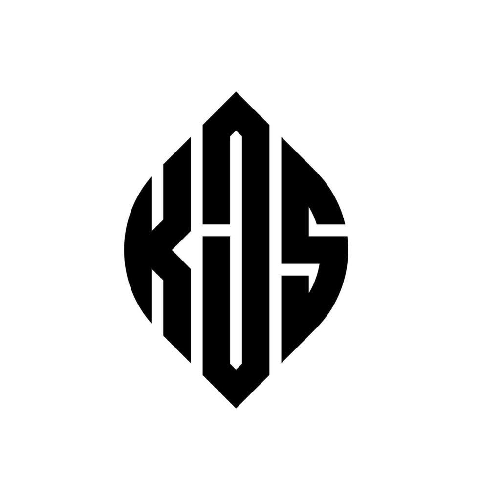 kjs cirkelbokstavslogotypdesign med cirkel- och ellipsform. kjs ellipsbokstäver med typografisk stil. de tre initialerna bildar en cirkellogotyp. kjs cirkel emblem abstrakt monogram bokstav märke vektor. vektor