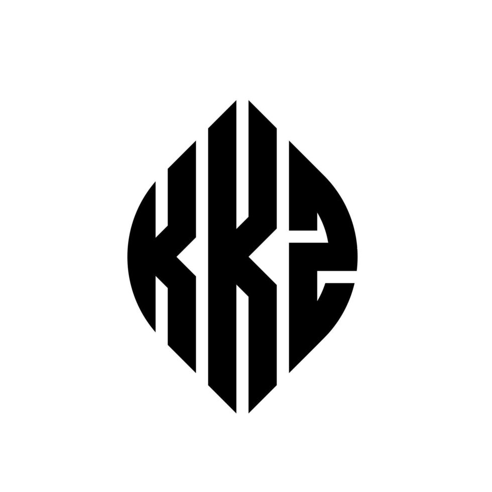 kkz-Kreisbuchstaben-Logo-Design mit Kreis- und Ellipsenform. kkz Ellipsenbuchstaben mit typografischem Stil. Die drei Initialen bilden ein Kreislogo. kkz-Kreis-Emblem abstrakter Monogramm-Buchstaben-Markenvektor. vektor