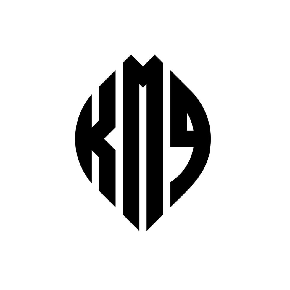 kmq-Kreisbuchstaben-Logo-Design mit Kreis- und Ellipsenform. kmq Ellipsenbuchstaben mit typografischem Stil. Die drei Initialen bilden ein Kreislogo. kmq Kreisemblem abstrakter Monogramm-Buchstabenmarkierungsvektor. vektor