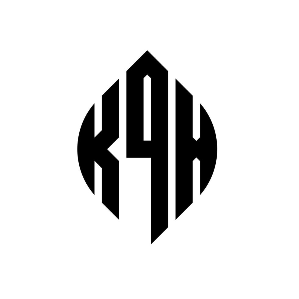 kqx-Kreisbuchstaben-Logo-Design mit Kreis- und Ellipsenform. kqx Ellipsenbuchstaben mit typografischem Stil. Die drei Initialen bilden ein Kreislogo. kqx Kreisemblem abstrakter Monogramm-Buchstabenmarkierungsvektor. vektor