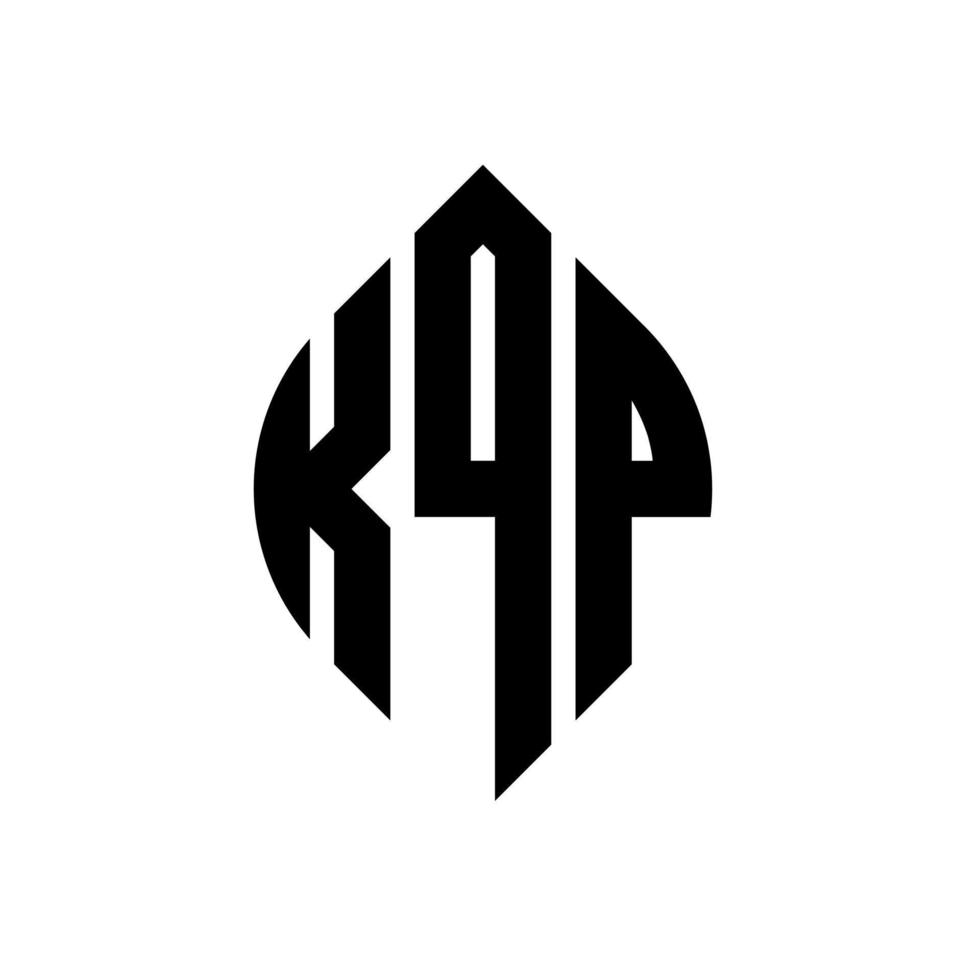 kqp-Kreisbuchstaben-Logo-Design mit Kreis- und Ellipsenform. kqp Ellipsenbuchstaben mit typografischem Stil. Die drei Initialen bilden ein Kreislogo. kqp-Kreis-Emblem abstrakter Monogramm-Buchstaben-Markenvektor. vektor