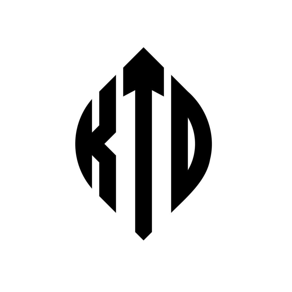 ktd-Kreisbuchstaben-Logo-Design mit Kreis- und Ellipsenform. ktd Ellipsenbuchstaben mit typografischem Stil. Die drei Initialen bilden ein Kreislogo. ktd-Kreis-Emblem abstrakter Monogramm-Buchstaben-Markierungsvektor. vektor