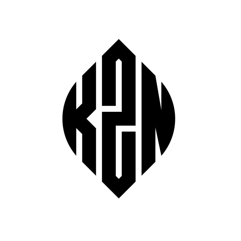 kzn-Kreisbuchstaben-Logo-Design mit Kreis- und Ellipsenform. kzn Ellipsenbuchstaben mit typografischem Stil. Die drei Initialen bilden ein Kreislogo. kzn-Kreis-Emblem abstrakter Monogramm-Buchstaben-Markierungsvektor. vektor