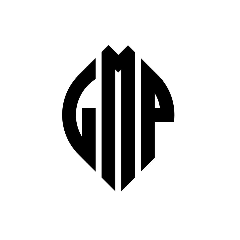 lmp-Kreisbuchstaben-Logo-Design mit Kreis- und Ellipsenform. lmp Ellipsenbuchstaben mit typografischem Stil. Die drei Initialen bilden ein Kreislogo. lmp-Kreis-Emblem abstrakter Monogramm-Buchstaben-Markierungsvektor. vektor