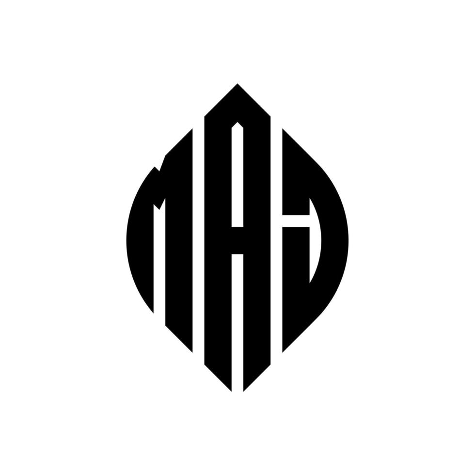 Maj-Kreis-Buchstaben-Logo-Design mit Kreis- und Ellipsenform. maj ellipsenbuchstaben mit typografischem stil. Die drei Initialen bilden ein Kreislogo. Maj-Kreis-Emblem abstrakter Monogramm-Buchstaben-Markierungsvektor. vektor