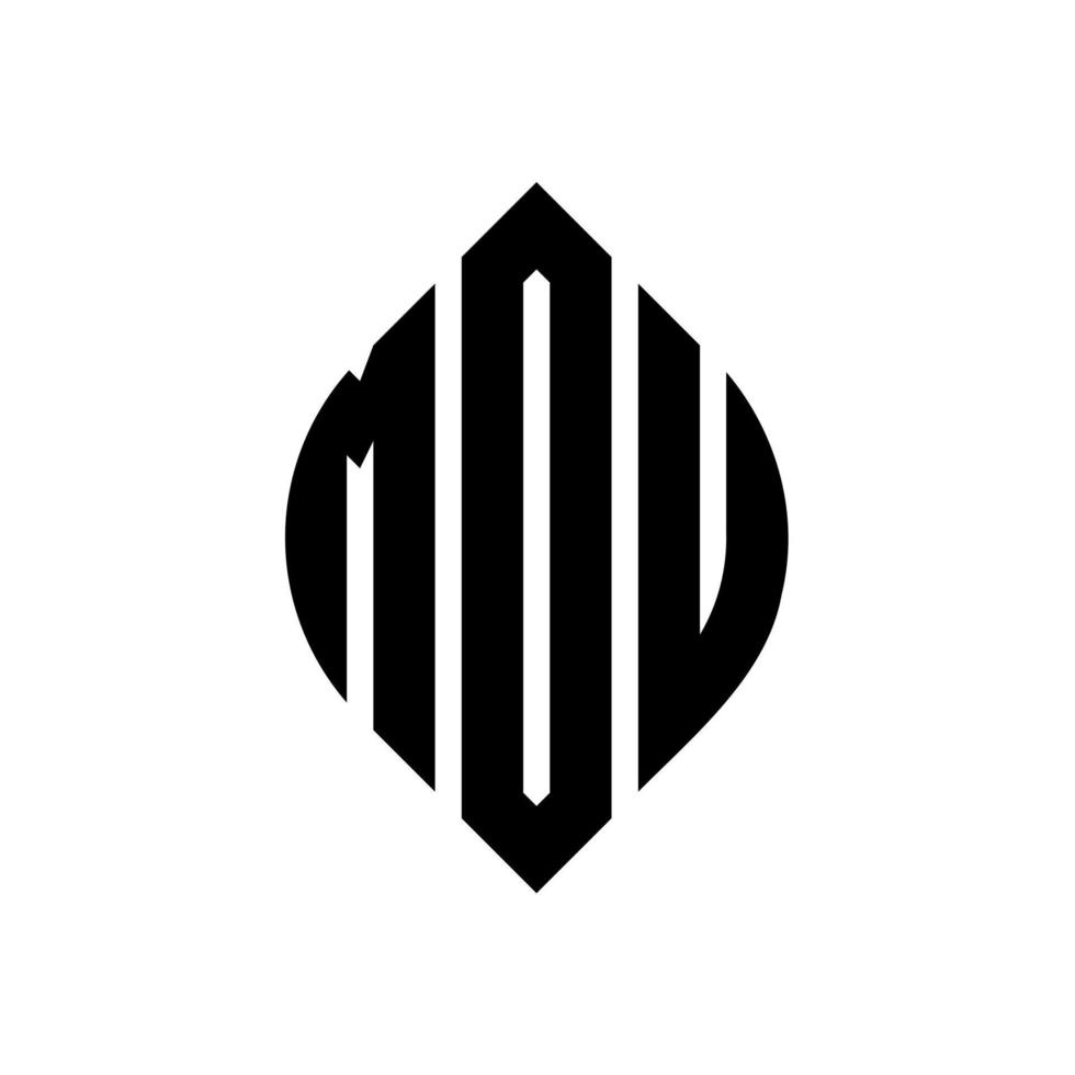 MDU-Kreisbuchstaben-Logo-Design mit Kreis- und Ellipsenform. MDU-Ellipsenbuchstaben mit typografischem Stil. Die drei Initialen bilden ein Kreislogo. MDU-Kreis-Emblem abstrakter Monogramm-Buchstaben-Markierungsvektor. vektor