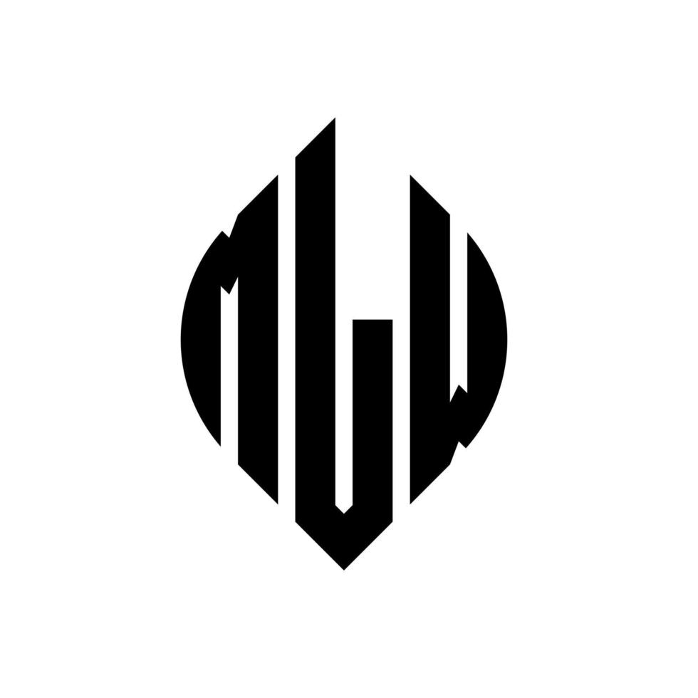 mlw-Kreisbuchstaben-Logo-Design mit Kreis- und Ellipsenform. mlw ellipsenbuchstaben mit typografischem stil. Die drei Initialen bilden ein Kreislogo. mlw Kreisemblem abstrakter Monogramm-Buchstabenmarkierungsvektor. vektor