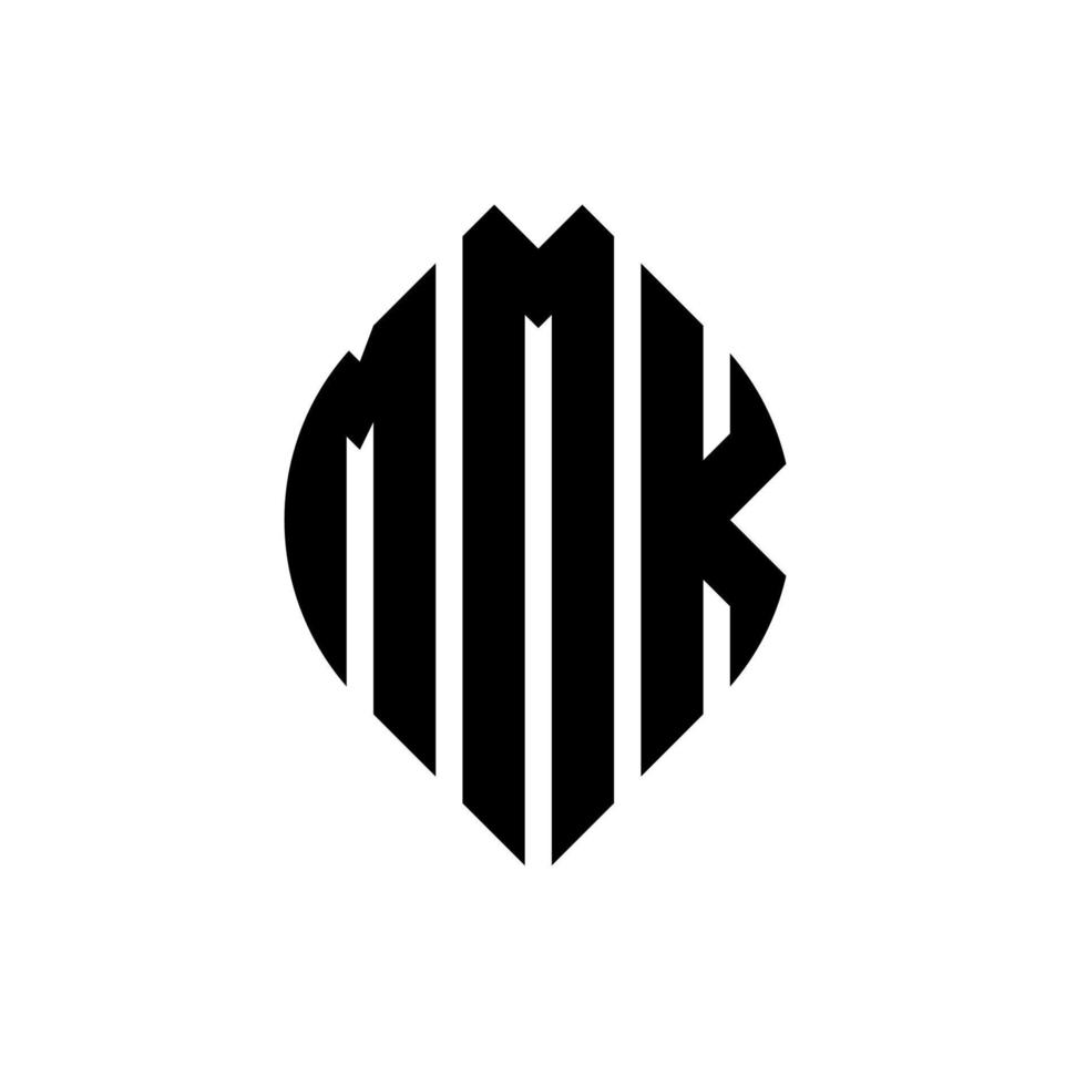 mmk cirkelbokstavslogotypdesign med cirkel och ellipsform. mmk ellipsbokstäver med typografisk stil. de tre initialerna bildar en cirkellogotyp. mmk cirkel emblem abstrakt monogram brev märke vektor. vektor